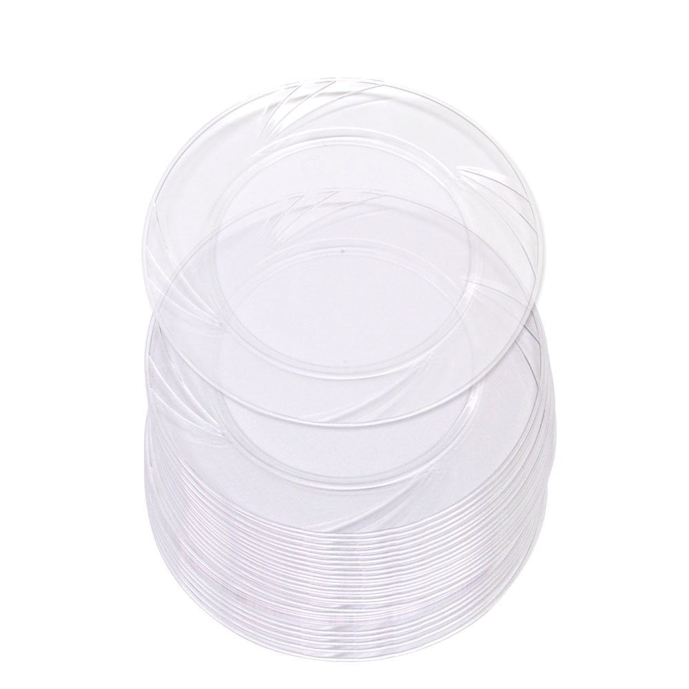 60 High Quality Clear Plastic 6 Inch Round Plates. Disposable Hard