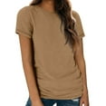 thumbnail image 6 of DondPO Women's T-Shirts Womens Short Sleeve Round Neck Shirts Summer top Fashion Basic Tee Shirts for Women Womens tops Brown 2XL, 6 of 9