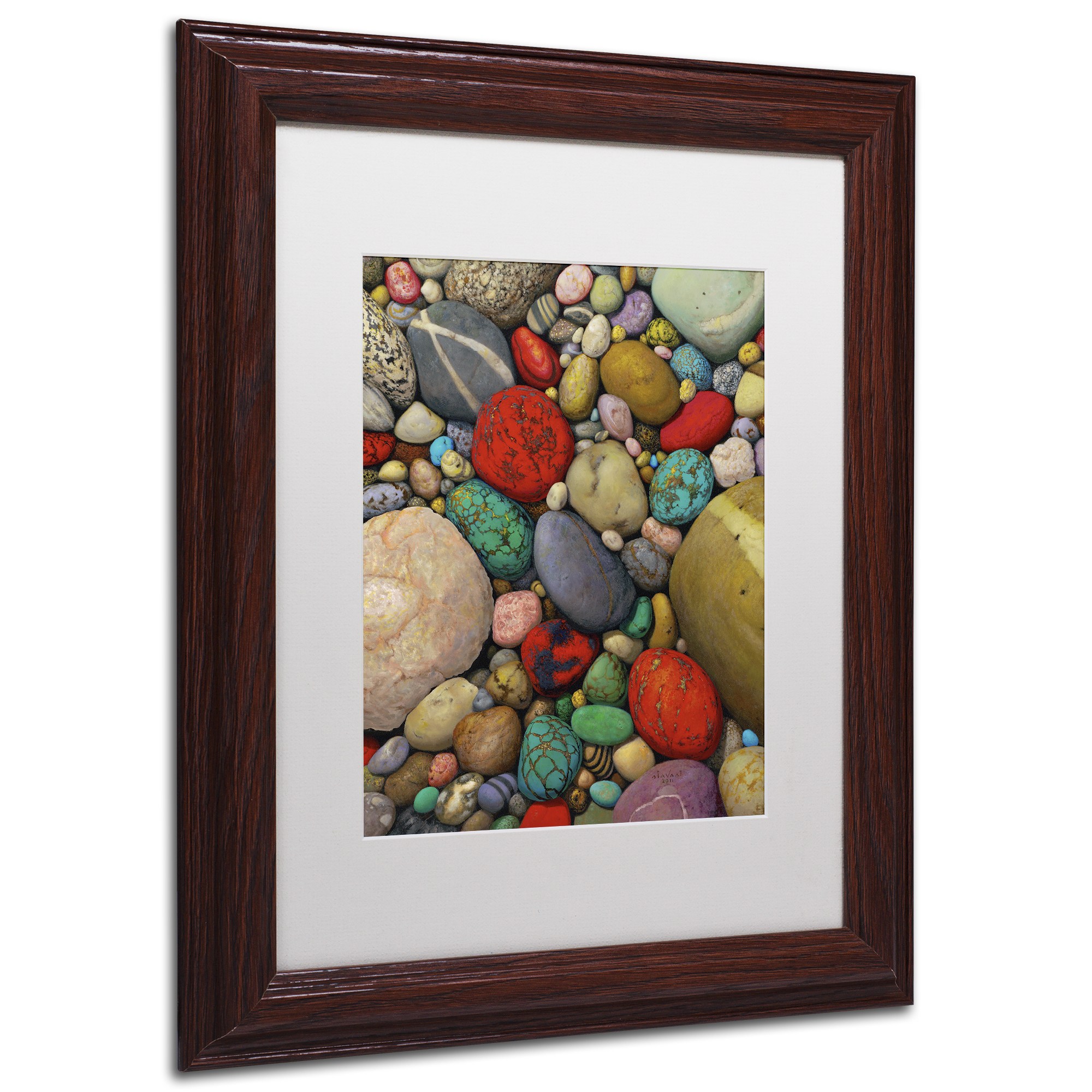Trademark Fine Art "Shallows of Treasure Creek" Canvas Art by Stephen Stavast, White Matte, Wood Frame