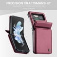 thumbnail image 7 of Allytech Business Wallet Case for Samsung Galaxy Z Flip3 with Credit Card Holder, [RFID Blocking] [Camera Screen Protection] PU Leather Magnetic Clasp Kickstand Shockproof Protective Case - Winered, 7 of 7