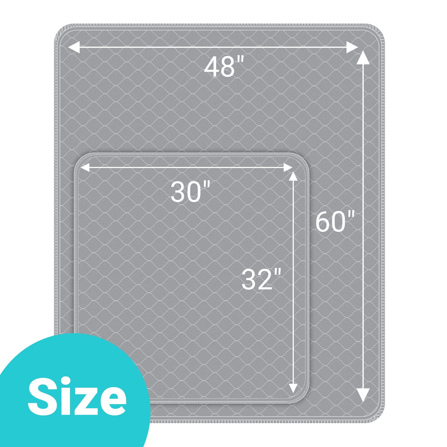 Conkote Reusable Pee Pads for Dogs Extra Large 48" x 60", Heavy Absorbency Washable Pee Pads, Waterproof & leak-proof Dog Training Pads Non-Slip for Pet Housebreaking, Whelping, Potty, Crate
