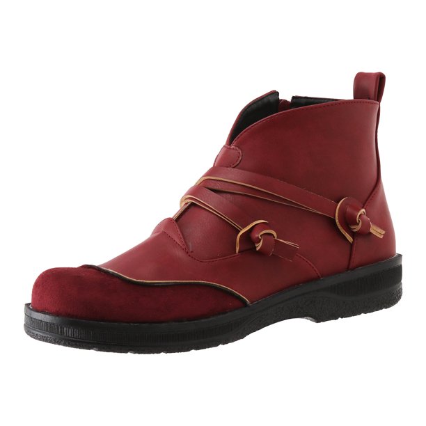 NECHOLOGY Botas Mujer Adulto Femenino Zapatos Botines de mujer Moda mujer otoño suela gruesa tacones cuadrados cremallera botines cortos zapatos de punta redonda (Red, 9)