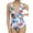 Blue, variant on LIORA Women’s One Piece Swimsuits Floral Print Bathing Suits for Women Deep V Neck with Front and Back Ring