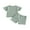 Green, variant on Toddler Baby Kids Girls Summer Outfit 6 12 18 24 Months 2T 3T 4T Lettuce Trim Floral Print Ribbed Short Sleeve T-Shirt and Elastic Shorts Set 2 Piece Clothes