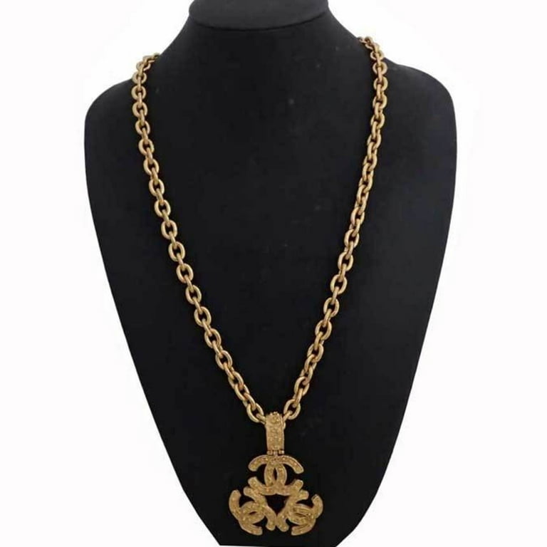 Pre-Owned Chanel CHANEL pendant necklace triple coco mark gold metal  material ladies (Good) 