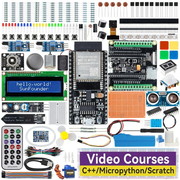 SunFounder ESP32 Ultimate Starter Kit (Compatiple with Arduino) Pinout Board with ESP32CAM, WiFi, Python C Scratch, Video Courses, IoT for Begin