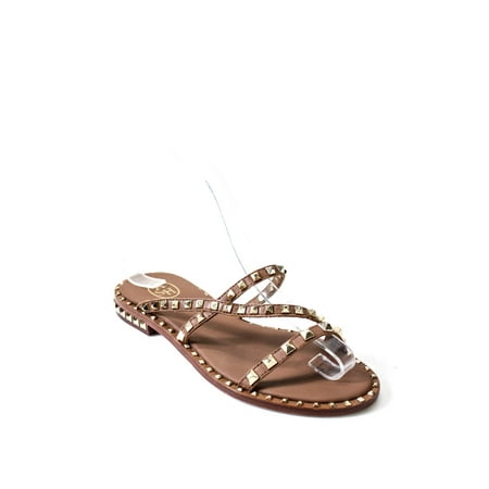 

Pre-owned|Ash Women s Strappy Studded Low Heel Sandals Brown Size 36