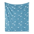 thumbnail image 1 of Cartoon Airplane Soft Flannel Fleece Throw Blanket, Kids Fun Play Theme Paper Airplane Routes as Heart Shapes and Stars, Cozy Plush for Indoor and Outdoor Use, 50" x 60", Blue and White, by Ambesonne, 1 of 6