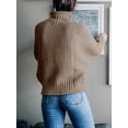 thumbnail image 4 of Women'S Winter Autumn Solid Color Lantern Sleeve Long Sleeve Sweater Pullover Coat Khaki L, 4 of 5
