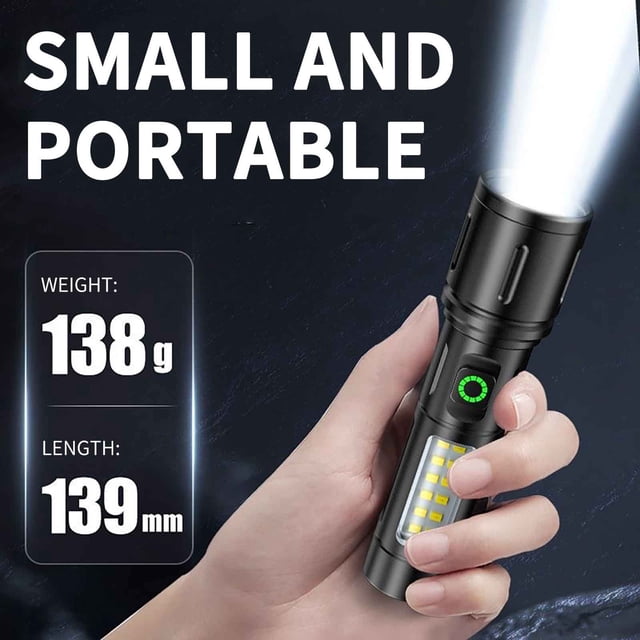 Strong Flashlight Outdoor Household Mini Zoom Rechargeable Small Elderly Portable Long-range Hand Light