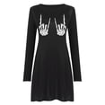 thumbnail image 1 of Vestido HUOGUO con estampado digital de Halloween, cuello redondo y manga larga, 1 of 4
