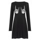 thumbnail image 1 of Vestido HUOGUO con estampado digital de Halloween, cuello redondo y manga larga, 1 of 4