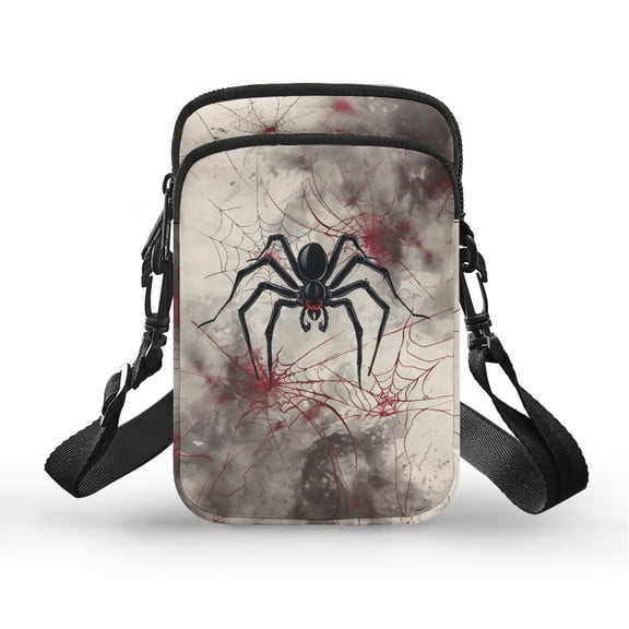 HELLHERO Small Crossbody Purse Polyester 2 Zippers Spider Web for Outdoor Holiday Travel Unisex