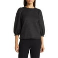 thumbnail image 1 of Anne Klein Women's Shimmer Tweed 3Q Balloon SLV Pullover, Asphalt, XS, 1 of 3
