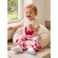 thumbnail image 5 of BemeyourBBs Toddler Baby Girl Back to School Outfit Kids Kindergarten Outfits Toddler Baby Girl Summer Clothes Short Sleeve Apple Embroidery TShirt Tops and Bell Bottom Flare Pants Set, 5 of 9