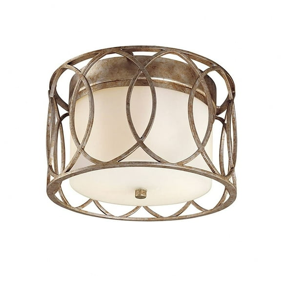 Troy Lighting Sausalito 2-Light Flush Mount - Silver Gold Finish with Frosted Glass