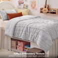 thumbnail image 4 of U by Bedsure Tufted Boho Twin XL Comforter Set, 2 Pieces Farmhouse Shabby Chic Embroidery Gray Bedding Set, Soft Jacquard Comforter for All Seasons, Twin, Oyster Mushroom, 4 of 10