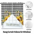 thumbnail image 3 of Pastoral Sunflower Swag Curtain Valance for Windows, Wildflowers Country Black Buffalo Plaid Window Treatments Short Swag Topper for Kitchen Windows Bathroom Bedroom, 36"x36", 3 of 8