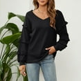 thumbnail image 4 of fatyb Womens Cute Tops Ruffle Long Sleeve V Neck Tunic Shirts Dressy Loose Lightweight Blouses for Women, 4 of 5