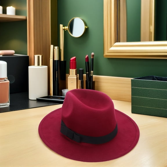 Raindrops Unisex Dark Red Fashion British Hat Made of Premium Felt with Wide Brim and Sweat Proof Design