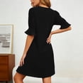 thumbnail image 4 of EYNMVR Shift Dress for Women V Neck Ruffle Sleeve Loose Summer Office Work Casual Dress, 4 of 7
