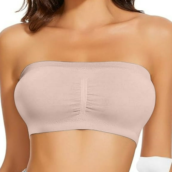 Aobny Pretty Womens Bras Sleep Beige Nylon Strapless Minimizer Bandeau Cute Juniors Bras,36-40