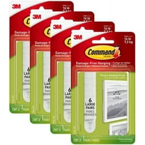 Command Picture & Frame Hanging Strips Heavy Duty, Large, White, Holds 16 lbs, 4-Packs, 6-Pairs/Pack 24 Pairs Total