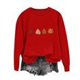 thumbnail image 3 of Jinhomg Thin Fleece Sweatshirt for Women Trendy Graphic Print Crewneck Pullover Fall Oversized Comfy Long Sleeve Sweatshirts Daily Wear Spring Saving Today Red XL, 3 of 7