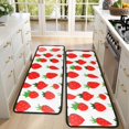 thumbnail image 4 of Kitchen Rugs Sets Of 2,Red Strawberry Plants White Pattern Anti Fatigue Kitchen Mat Rugs Non Slip Washable,Decorative Kitchen Floor Mats for Kitchen,Sink,Laundry,17"x47"+17"x47", 4 of 5