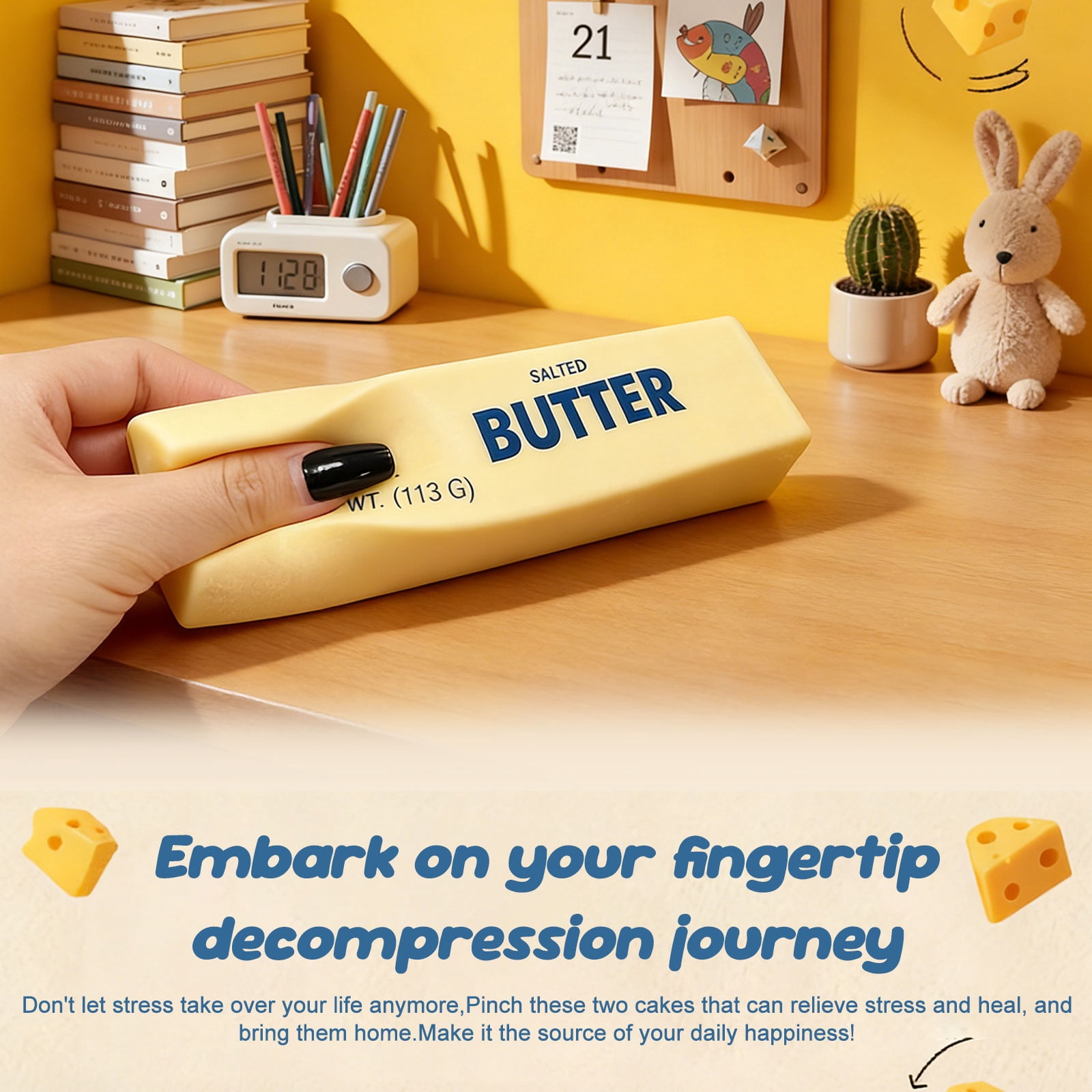 Slow Rising Squishy，Taba Squishy, Stress Balls，Stress Relief & Fidget Toys for ADHD，Party Favor Gift (Butter stick-1pcs)