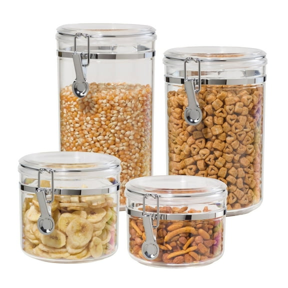 Set of 4 Clear Clamp Canisters (28, 38, 59, 72 oz)