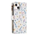 thumbnail image 3 of Wallet Case For iPhone 15 6.1-inch, Flower Pattern Flip Zipper Purse Leather Cover With Card Holder, Detachable Wristlet & Shoulder Strap, Shockproof ,Kickstand Phone Case For Women,Blue, 3 of 9