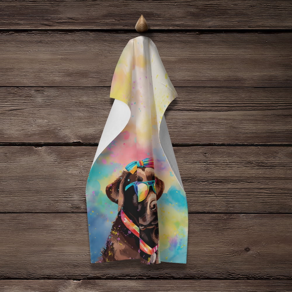 Carolines Treasures DAC2524KTWL 25 x 15 in. Unisex Chocolate Labrador Hippie Dawg 100 Percent Cotton Kitchen Towel