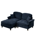 thumbnail image 5 of JERFIT Mid Century Modular Loveseat with Ottoman, L-Shaped Chenille Sofa Couch, Flared Arms & Removable Ruffle Skirt, Blue, 5 of 10