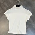 thumbnail image 3 of Lullu Girls High Neck Short Sleeve T-Shirt Summer Casual Solid Stretch T Shirt, Sizes 2-16, 3 of 3