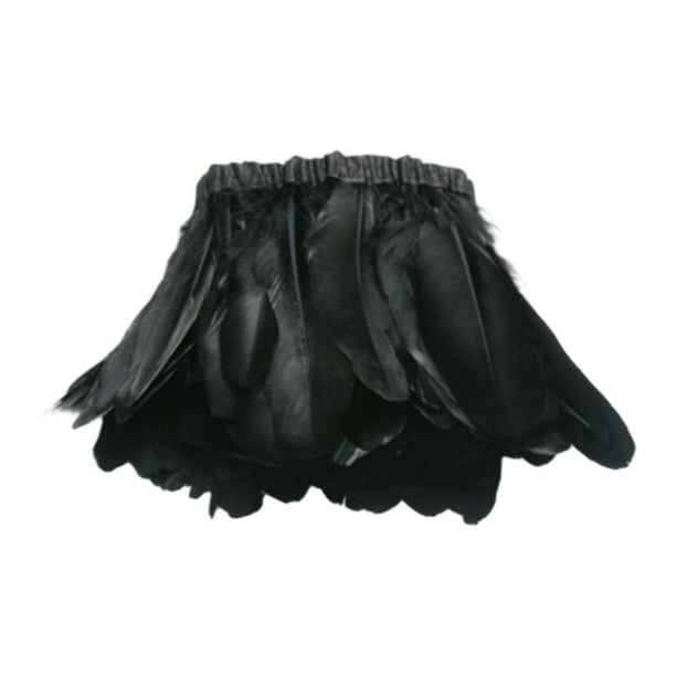 Adornos de flecos de plumas para costura, manualidades, borde de tela, decoración de fiesta, disfraz, vestido, bricolaje Negro
