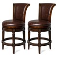 thumbnail image 1 of Maven Lane Pullman Wooden Swivel Stool, Dark Walnut w/ Vegan Leather, Set of 2, 1 of 6