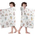 thumbnail image 4 of White Fairy Castle Pattern Hooded Bath Towel，50"x30" for Ages 3 To 12 Kids, Quick Dry Lightweight Soft Microfiber Hood Beach Towel Cover Up for Kids, 4 of 7
