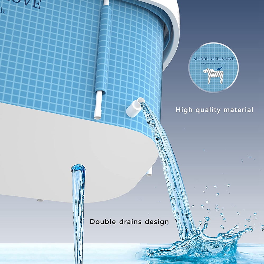 JOJOLAM 47 in Foldable Bathtub, Soaking Bath Tub for Adults or Kids, Efficiently Maintaining Temperature, Light Blue