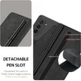 thumbnail image 5 of Compatible with Samsung Galaxy Z Fold 5 Case with Screen Protector,Hinge Protection 2 Card Slots Detachable S Pen Holder Anti-Fall Wallet Case for Samsung Galaxy Z Fold 5 Lychee Pattern Black, 5 of 10