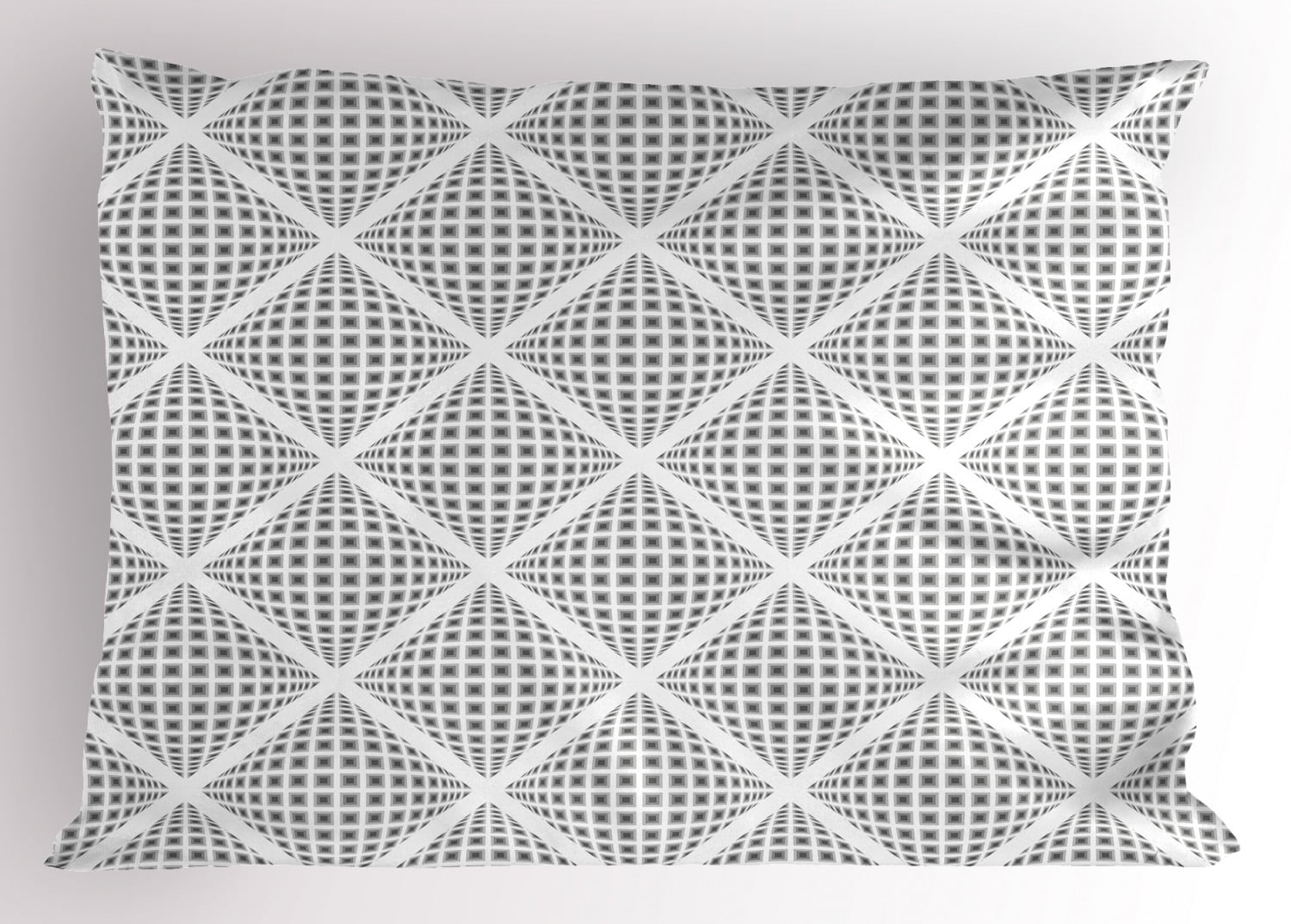 Grey Pillow Sham Digital Geometric Volumetric Diamond Form with Dynamic