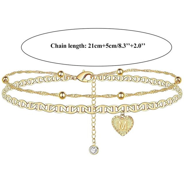 Tobillera con letras y corazón, tobillera de playa para mujer, tobillera de playa, tobillera de playa para mujer, funcionalidad inteligente