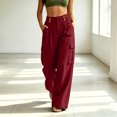 thumbnail image 2 of RFQWOVSR Women's Elastic Waist Straight Leg Linen Pants with Pockets Loose Fit Casual Summer Trousers XXL, 2 of 4