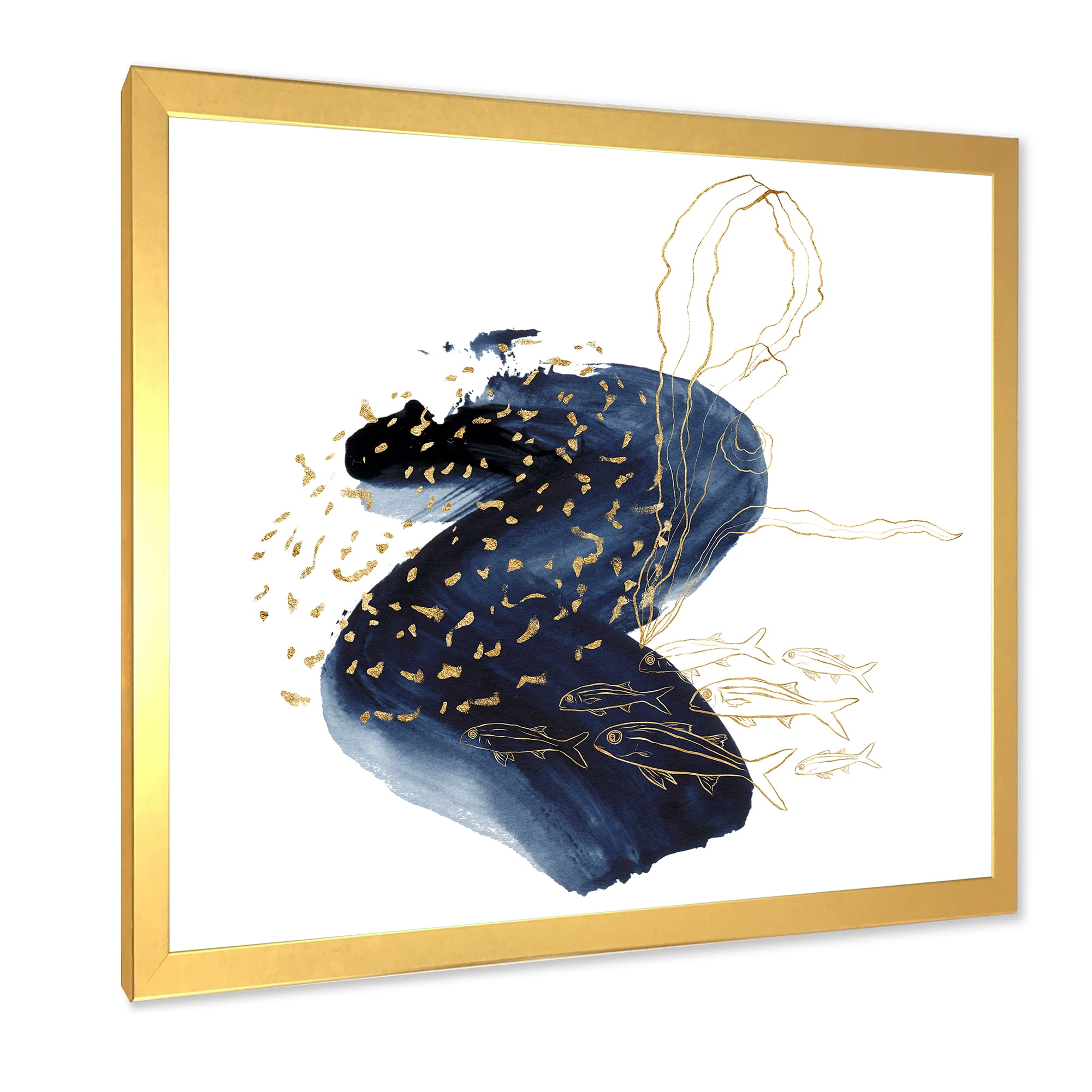 Designart 'Underwater Marine Life Classic Blue Square ' Farmhouse Framed Art Print