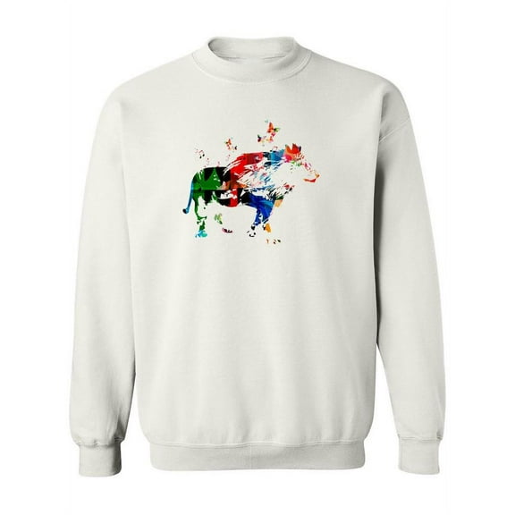Colorful Lion With Butterflies Sweatshirt Women -Image by Shutterstock, Female 4X-Large