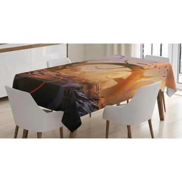 Ambesonne Fantasy Tablecloth Rectangular Table Cover, Sunset Highway, 52"x70", Multicolor