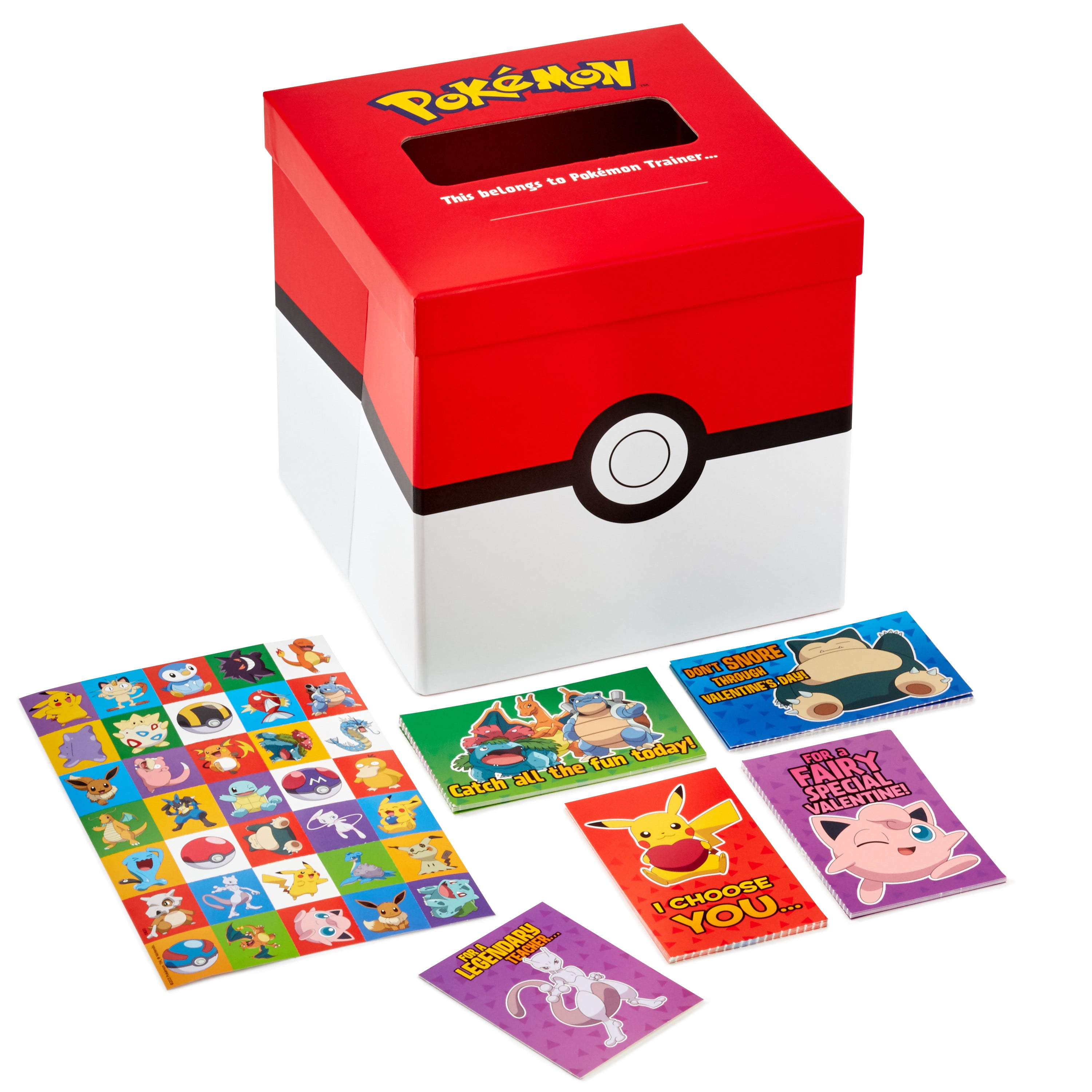 Hallmark Valentines Day Cards for Kids and Mailbox for Classroom Exchange Pokémon 1 Box, 32 Valentine Cards, 35 Stickers, 1 Teacher Card 
