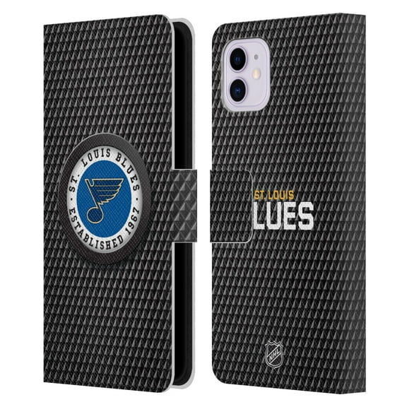 Head Case Designs Officially Licensed NHL St Louis Blues Puck Texture Leather Book Wallet Case Cover Compatible with Apple iPhone 11