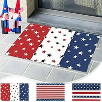 Dmlowu 4th of July Decorations Bathroom Rugs 20x32" Non Slip Patriotic Kitchen Mats for Floor Quicker Dry Extra Soft Rugs for Living Room