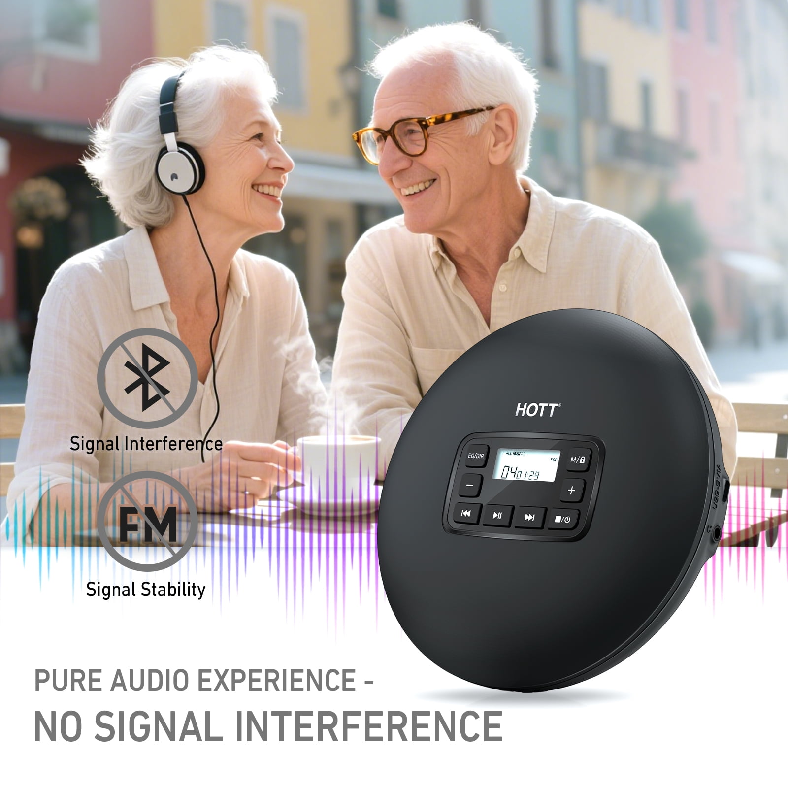 HOTT C204 Basic Portable CD Player with Anti-Skip Protection - AA Battery Powered, Compact CD Players MP3/CD-R Compatible, Built-in Headphones & AUX Output for Car, Home, Trave Multiple cd Players